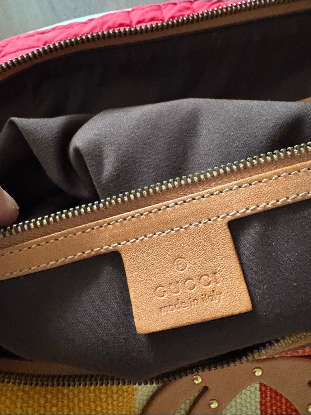 Striped Multicolor Canvas Vintage Shoulder Bag with Logo Accent - Picture 4 of 11